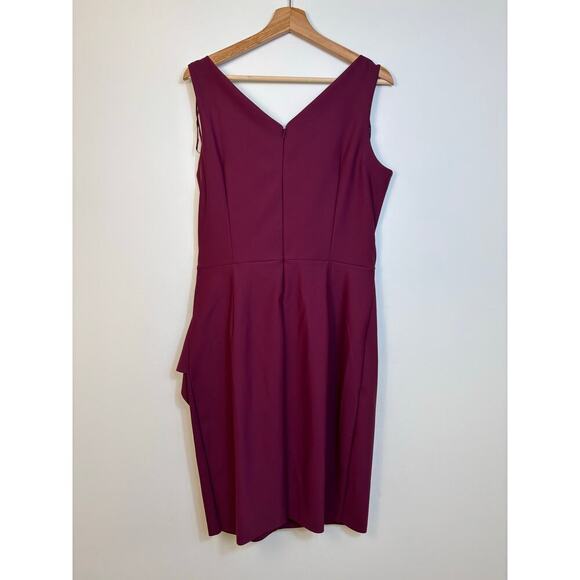 Alex Evenings Compression Dress Size 14 Ruffle Skirt Beaded Detail Wine Cocktail - Picture 4 of 14